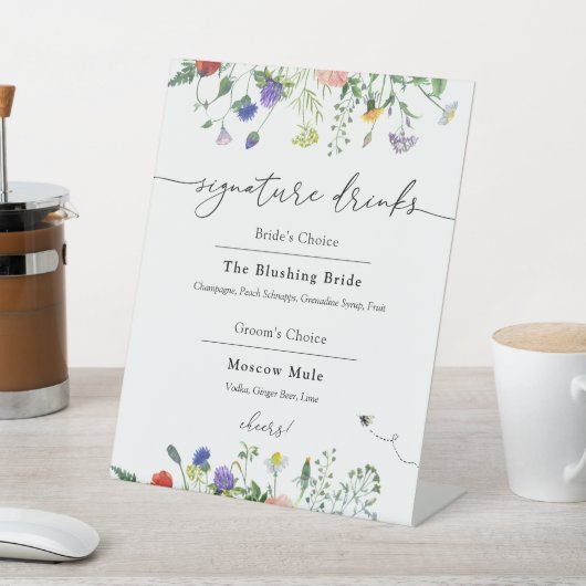 Signature Drinks Wildblumen und Buzzing Bienen Sockelschild (In SItu)