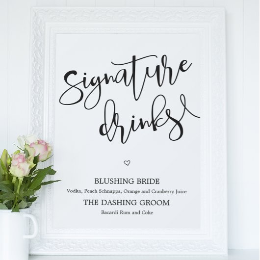 Signature Drinks Zeichen Hochzeitplakat Poster