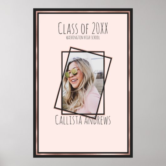 SIGNATURE Foto Rose Gold Pink Graduation Party Poster (Vorne)