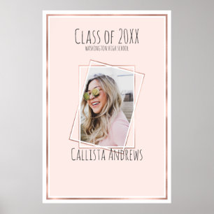 SIGNATURE Foto Rose Gold Pink Graduation Party Poster