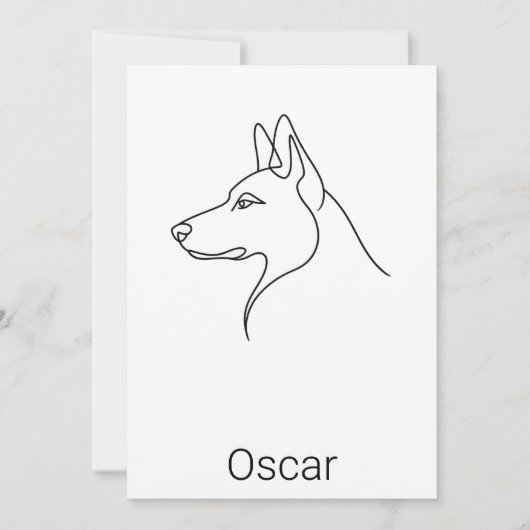 Signature German Shepherd One Line Art Personalize Karte (Vorderseite)