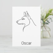 Signature German Shepherd One Line Art Personalize Karte (Stehend Vorderseite)