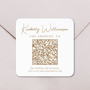 Signature Gold Script QR-Code Quadratischer Aufkleber