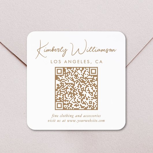 Signature Gold Script QR-Code Quadratischer Aufkleber