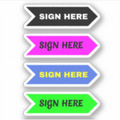 Signature here (Signature) Arrow Aufkleber (Vorderseite)
