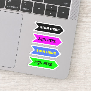 Signature here (Signature) Arrow Aufkleber