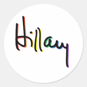 Signature Hillary Clinton Pride Rainbow - LGBT Pol Runder Aufkleber