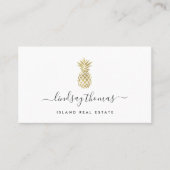 Signature Imitate Gold Ananas QR Code Visitenkarte (Vorderseite)