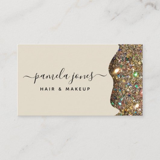 Signature Imitate Gold Glam Glitzer Beruflich Visitenkarte (Vorderseite)