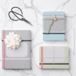 Signature-Karte für graublaue Beige Streifen Geschenkpapier Set