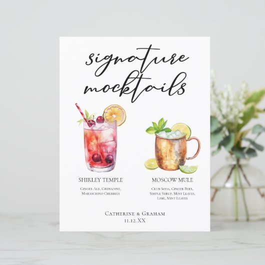 Signature-Mocktails Sommergetränke Hochzeitsmenü (Stehend Vorderseite)