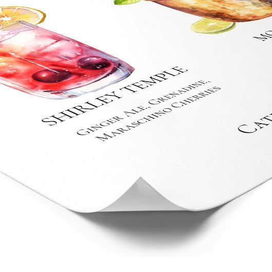 Signature-Mocktails Sommergetränke Hochzeitsmenü Poster (Ecke)