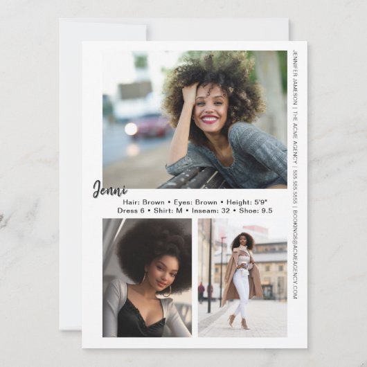 Signature Model Comp Card | QR-Code + 4 Fotos Einladung (Rückseite)