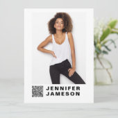Signature Model Comp Card | QR-Code + 4 Fotos Einladung (Stehend Vorderseite)