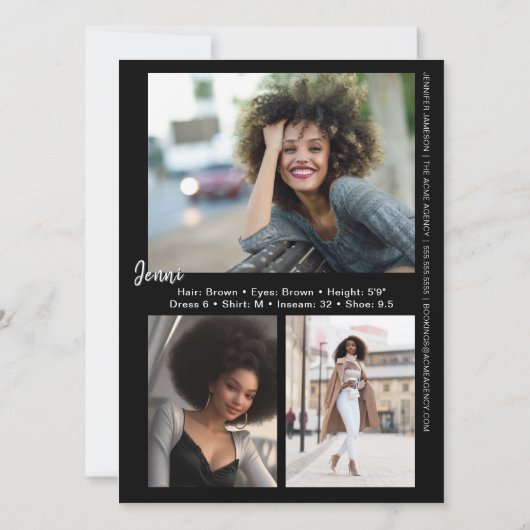 Signature Model Comp Card | QR-Code + 4 Fotos Einladung (Rückseite)