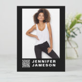 Signature Model Comp Card | QR-Code + 4 Fotos Einladung (Stehend Vorderseite)