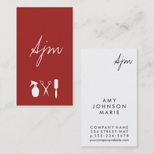 Signature Monogram Glamour Stylist Visitenkarte (Vorne/Hinten)