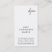 Signature Monogram Glamour Stylist Visitenkarte (Rückseite)