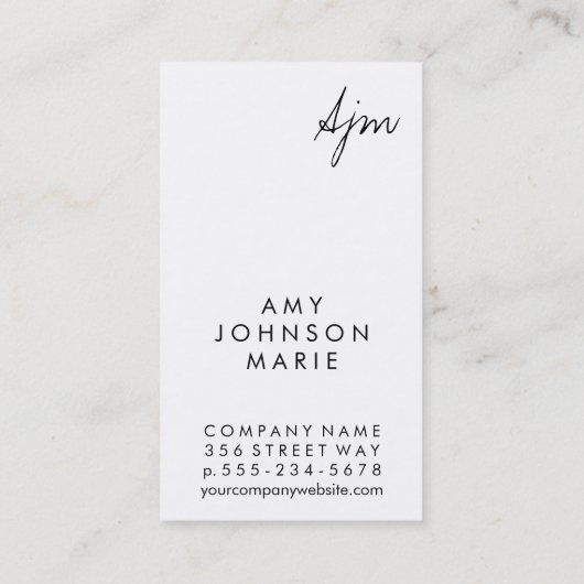 Signature Monogram Glamour Stylist Visitenkarte (Rückseite)