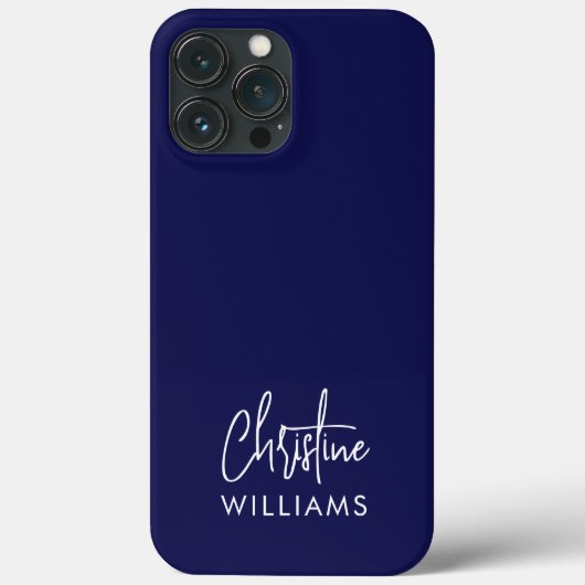 Signature Monogram Handgeschriebenes Skript Blau Case-Mate iPhone Hülle (Rückseite)