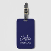 Signature Monogram Handgeschriebenes Skript Blau Gepäckanhänger (Vorderseite Vertikal)