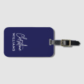 Signature Monogram Handgeschriebenes Skript Blau Gepäckanhänger (Vorderseite (Horizontal))