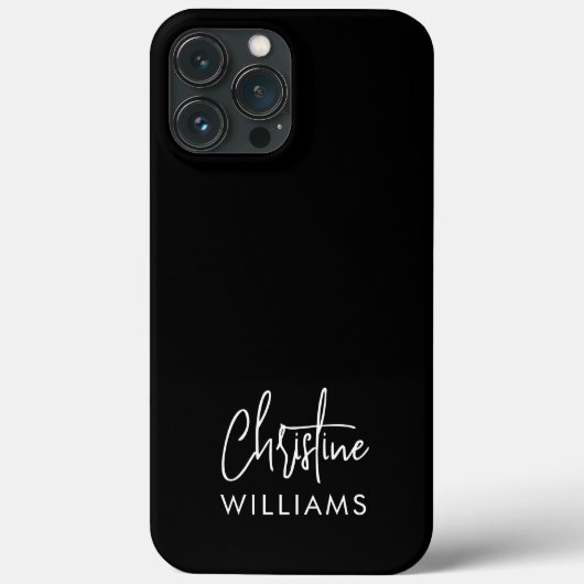 Signature Monogram Handgeschriebenes Skript Schwar Case-Mate iPhone Hülle (Rückseite)