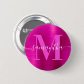 Signature Monogram Hot Pink Shimmer Foil Button (Vorne & Hinten)