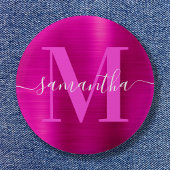 Signature Monogram Hot Pink Shimmer Foil Button