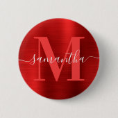Signature Monogram Red Shimmer Foil Button (Vorderseite)