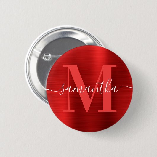 Signature Monogram Red Shimmer Foil Button (Vorne & Hinten)