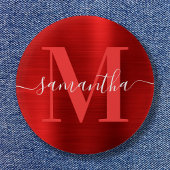 Signature Monogram Red Shimmer Foil Button