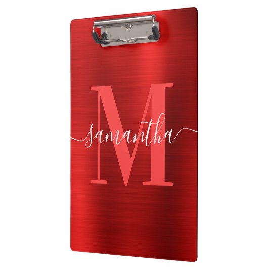 Signature Monogram Red Shimmer Foil Klemmbrett (Links)