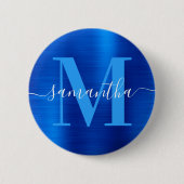 Signature Monogram Royal Blue Foil Button (Vorderseite)