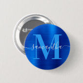 Signature Monogram Royal Blue Foil Button (Vorne & Hinten)