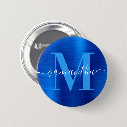 Signature Monogram Royal Blue Foil Button (Vorne & Hinten)