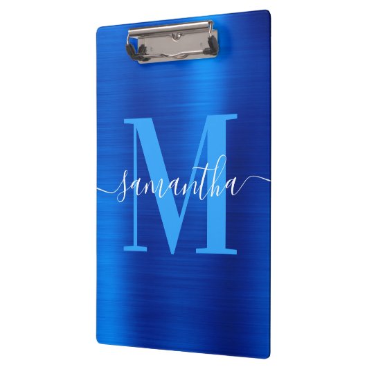 Signature Monogram Royal Blue Foil Klemmbrett (Links)
