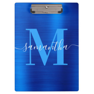 Signature Monogram Royal Blue Foil Klemmbrett