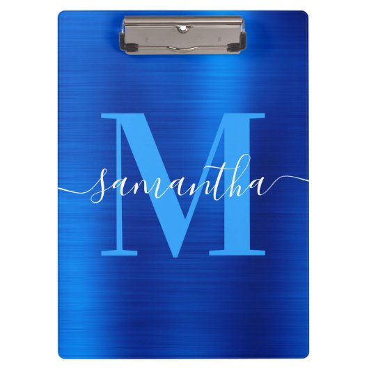 Signature Monogram Royal Blue Foil Klemmbrett (Vorderseite)