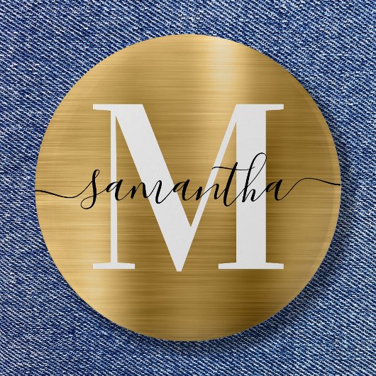 Signature-Monogramm Gold-Schimmerfolie Button