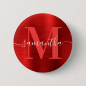 Signature-Monogramm rote Schimmerfolie Button (Vorderseite)