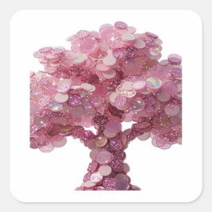 Signature Pink PINK COIN TREE Quadratischer Aufkle Aufkleber