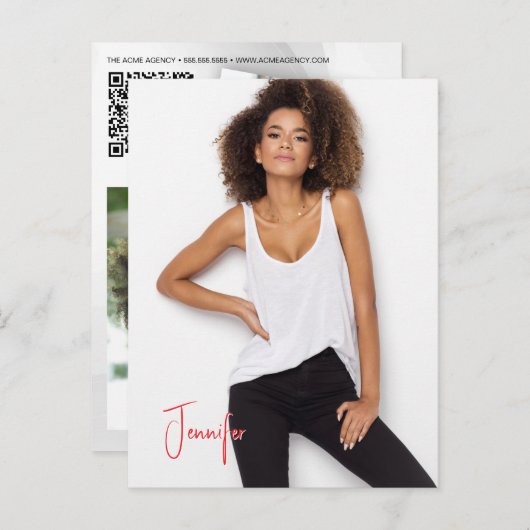 Signature Postcard QR Code Schauspieler Modell Pro Postkarte (Vorne/Hinten)