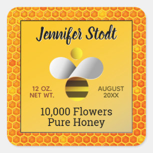 Signature-Reihe für Honeybee-Logos Amber Gold Quadratischer Aufkleber