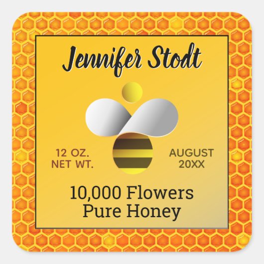Signature-Reihe für Honeybee-Logos Amber Gold Quadratischer Aufkleber (Vorderseite)