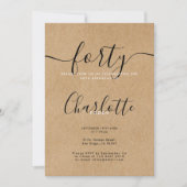 Signature Rustic Kraft 40. Geburtstag Einladung (Vorderseite)
