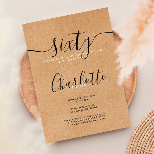 Signature Rustic Kraft 60. Geburtstag Einladung