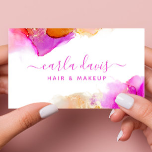 Signature Schrift Pink Orange Alcohol Tinte Visitenkarte