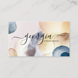 Signature Script Abstrakt Watercolor Gold Navy Visitenkarte