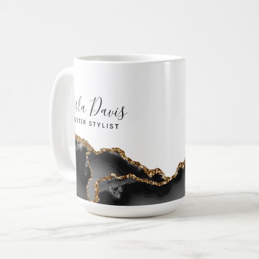 Signature Script Agate Black and Gold Marmorsalon Kaffeetasse (Vorderseite Links)